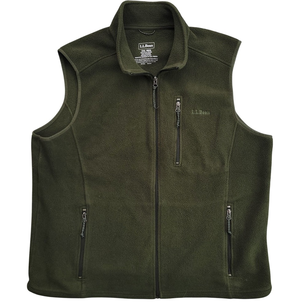 LL Bean Vest Mens XXL Green Trail Model Polartec‎ Fleece Full Zip Gorpcore Hike